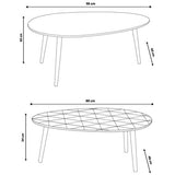 IDMarket - Lot de 2 Tables Basses gigognes laquées Blanc Motifs Blanc Jaune Gris