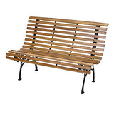 Banc de Jardin HWC-F97, Banc du Parc, Banquette en Bois, Fonte, 3 Places, 122cm, 22kg - Marron Clair