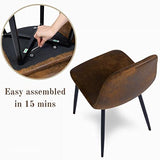 Homy Casa - Lot de 4 chaises - Style vintage et design scandinave - En faux daim - Idéales pour cuisine - Marron