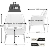 SEPNINE Fauteuil de Salon Moderne en Velours - pour Salon et Chambre à Coucher - Jusqu'à 135 kg (Rose)