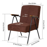 Fauteuil rembourré pour chambre à coucher avec structure en métal inoxydable Marron