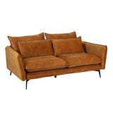 Tousmesmeubles Canapé 2 Places Tissu Ocre - Nagoya - L 188 x l 100 x H 84 - Neuf