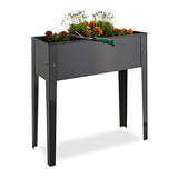 Relaxdays 10020709  Potager élevé en métal jardinière sur pied balcon en hauteur terrasse HxlxP: 80,5 x 81,5 x 31 cm, gris
