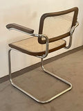 Generico Chaise avec accoudoirs en Paille de Vienne et hêtre Naturel Laqué Noyer Foncé