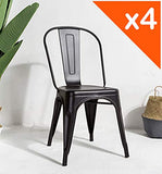 Kosmi - Lot de 4 chaises en métal Noir Mat - Style Industriel