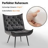M MCombo Fauteuil de relaxation moderne pour salon, avec coussin de taille, style rétro, vintage, fauteuil de lecture, chaise de salon, fauteuil rembourré, en cuir synthétique, 4778-1 (gris foncé)