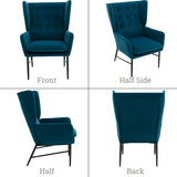 Wahson Fauteuils de Salon, Fauteuil Salon Scandinave en Velours avec Pieds Métal, Fauteuil Moderne avec Accoudoirs pour Salon/Chambre, Bleu Sarcelle