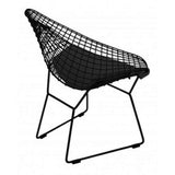 ElleDesign Fauteuil Bertoia Diamond Structure Vernie Noire Total Black Coussin Noir