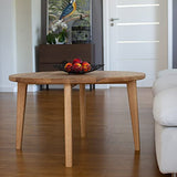 Table basse Casa ronde en bois véritable - Fabriquée à la main en chêne allemand - Design bois massif - Foncé - S