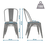 hjh OFFICE 645050 Chaise bistrot VANTAGGIO Comfort Métal Bleu Ciel, Chaise au Style Industriel, empilable