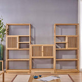 Étagère de rangement en bois massif pour salle d'étude, cadre antique, stand sans peinture, étagère de rangement multicouche couleur bois trois