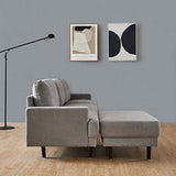 Canapé d'angle en forme de L, canapé d'angle réversible 3 places, canapé moderne rembourré avec repose-pieds ottoman pour salon, salon (gris, 266 cm)