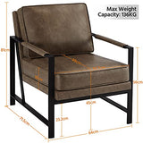 Yaheetech Fauteuil de Salon Confortable Cadre Métal Fauteuil de Chaise pour Salon Chambre Salle de Séjour Bureau Intérieur