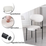Wahson Lot de 2 Chaise Salle à Manger en Peluche Chaise de Cuisine Moderne Rembourré avec Pieds en Métal, Chaise de Salon pour Cuisine/Restaurant, Blanc