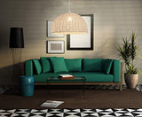Luminaire Jacinthe 1/2 sphère, suspension rotin, 60 W, blanc, ø 40 x H 22 cm