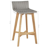 Festnight Ensemble de Bar d'Extérieur et Intérieur Ensemble Table et Chaises Résine Tressée Bois d'Acacia Marron et Gris Clair 3 pcs