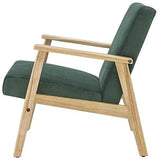 Générique Tulio Fauteuil scandinave - Tissu Vert et Bois Massif - L 63 x P 78 x H 75 cm