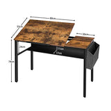 HOOBRO Bureau, Table à Dessin, Table Informatique, Table d’étude avec Dessus Inclinable, avec Pochette de Rangement Amovible et Étagère, Bandes Antidérapantes, Stable, Montage Facile EBF55DN01