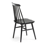 Kave Home - Chaise de Salle à Manger Tressia Noir en Bois Massif de Caoutchouc