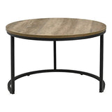 [en.casa] Set de 2 Tables Basses Rondes Gigognes Table de Salon Panneaux de Particules Métal Couleur Bois Noir Tailles