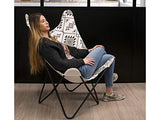 THE HOME DECO FACTORY - Fauteuil Papillon Butterfly Ethnique Noir et Blanc, Métal, 74 x 79 x 101 cm