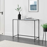 Table Console pour Salon Table d'Appoint Design Plateau en Verre Pieds en Acier 100 x 35 x 80 cm Noir