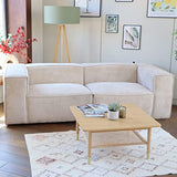 HOMIFAB Canapé modulable 3 Places en Velours côtelé Beige - Roma