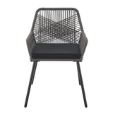 Juskys Ensemble de 2 chaises de Jardin Kastos en Corde - Chaise d'extérieur avec accoudoir et Coussin - Chaise de Jardin supportant 150 kg - Jardin, Balcon - chaises Grises