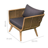 Tousmesmeubles Fauteuil en Corde Beige/Bois - BIAK - L 72 x l 72 x H 68 - Neuf