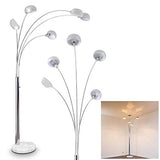 hofstein Lampadaire Nikkala, lampe sur pied en métal chromé avec effet de lumière, 5 x E14, lampe sur pied avec socle en marbre, sans ampoules