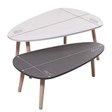 ShiShi Lot de 2 Table Basse Gigogne Scandinave, Table d'appoint Assis sur Le Sol, Table de Salon avec Peids en Hêtre, Tables Gigogne en Bois, Table Basse Moderne (Blanc 98×64×40 cm, Gris 88×48×34 cm)