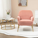 SEPNINE Fauteuil de Salon Moderne en Velours - pour Salon et Chambre à Coucher - Jusqu'à 135 kg (Rose)