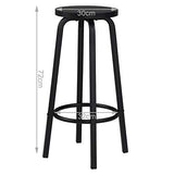 WOLTU 2 X Tabourets de Bar Bistro Tabouret Assise Rond en MDF et métal,Noir BH237sz-2