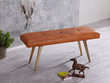 Kadima Design SALI Banc de Jardin en Cuir de chèvre Massif 117 x 51 x 38 cm Style rétro 2 Banc rembourré, Couloir, Banc rembourré en Cuir Marron