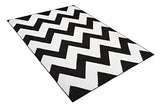 TAPISO Bali Tapis de Salon Chambre Ado Design Moderne Blanc Noir Géométrique Zigzag Poil Court Lisse 300 x 400 cm