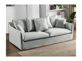 Vente-unique - Canapé 3 Places en Tissu et Lin Gris SANKA