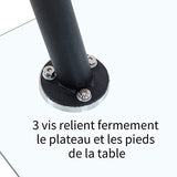 GOLDFAN Table à Manger en Verre Table Rectangulaire en Verre Table Cuisine Salon Tables de Salle à Manger avec Pieds en Métal, Noir