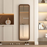 LVSOMT Miroir pleine longueur en bois, miroir intégral, miroir mural, miroir suspendu, long miroir pour chambre à coucher, salon, cadre en bois massif, coins arrondis, miroir rustique, 119,4 x 40,6