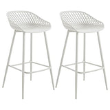IDIMEX Lot de 2 tabourets de Bar IREK Chaise Haute pour Cuisine ou comptoir au Design Retro avec accoudoirs, en Plastique et métal Blancs, Hauteur d'assise 75 cm