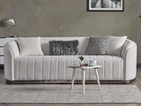 Vente-unique - Canapé 3 Places en Tissu Bouclette Blanc cassé ELFIRA