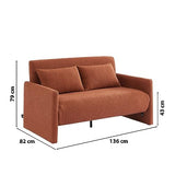 BAÏTA Canapé Droit Jade Convertible Tissu Bouclette Terracotta 2 Places