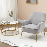 SEPNINE Fauteuil de Salon Moderne en Velours - pour Salon et Chambre à Coucher - Jusqu'à 135 kg (Gris)
