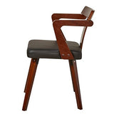 Chaise Contemporain,pied et dossier bois finition noyer, Noir, 48cm x 42cm x 73cm
