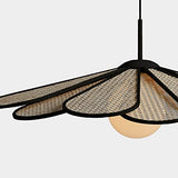 EIOFLVG Art Moderne Pétale Rotin Suspensions Suspendues À La Main Tissé Suspension Suspension Lampe Salon Chambre en Osier Suspension Lampe Réglable Suspension Fil Lustre