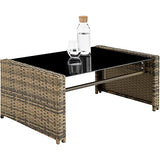 TecTake Salon de Jardin en Résine Tressée 4 Personnes, 1 Canapé, 2 Fauteuils, 1 Table avec Plateau en Verre, Coussins d’Assise et de Dossier Inclus (Marron Naturel)