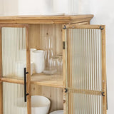 Made In Meubles Vitrine en Bois de Sapin et Verre strié 2 Portes Nicole