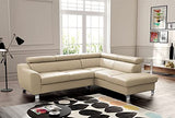 Canapé d'angle Convertible en Cuir Italien de Luxe 5 Places Astrid, Beige, Angle Droit