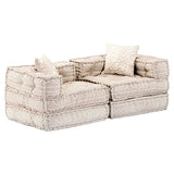 Leepesx Pouf Modulaire à 2 Places Canapé Convertible de Salle de Séjour Sofa de Salon Canapé-lit de Salle de Séjour Maison Intérieur Beige Tissu