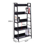Homcom Étagère bibliothèque Style Industriel incliné 5 Niveaux 70L x 35l x 150H cm Noir