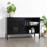 MEUBLE COSY Grand Espace Armoire métallique, Armoire de rangement en métal à 2 couches, 1 Portes Métal Meuble de Bureau Armoire, Buffet de rangement, Armoire avec étagère Noir